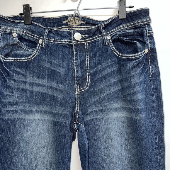 Revolt Y2K Womens Denim Blue Jeans Size 14 Mid Rise Stretch Thick Stitch - Picture 2 of 4